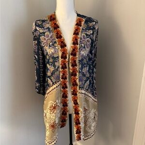 Soft Surrounding Size M Kimono/Cardigan with embroidery. Gorgeous
